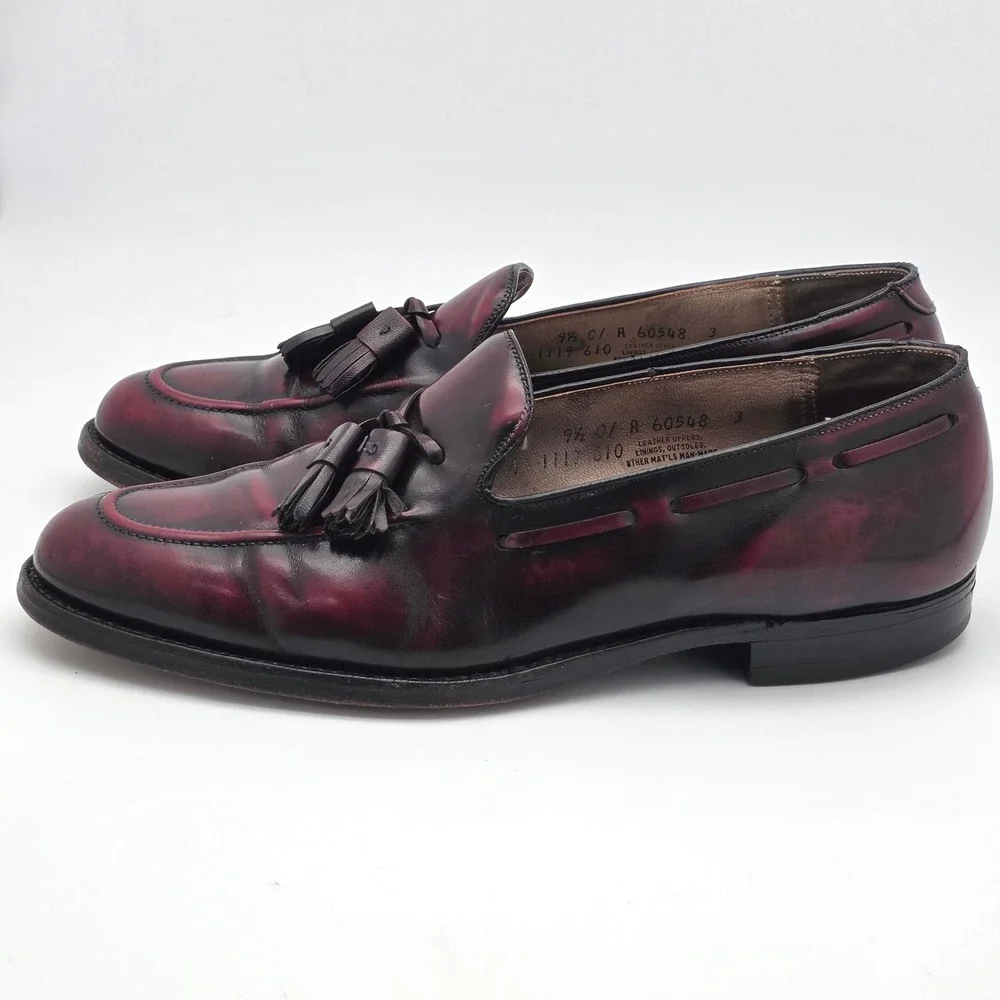 Johnston & Murphy Heritage Vintage Tassel Loafers Mens 9.5 C Oxblood Leather USA